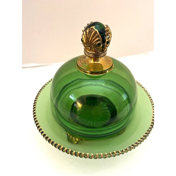 Antique Early American Pattern Glass Colorado Green Covered Butter Dish US Glass - Picture 2 of 6